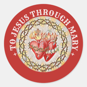 Sticker Rond Coeurs catholiques de la Vierge de Jésus Marie Rel