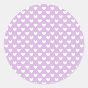Sticker Rond Cœurs Classiques Blancs - Lilas Doux