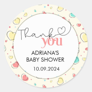 Sticker Rond Coeurs colorés mignons Merci