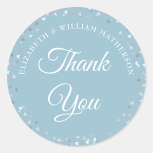 Sticker Rond Cœurs d'amour Confetti Script Merci