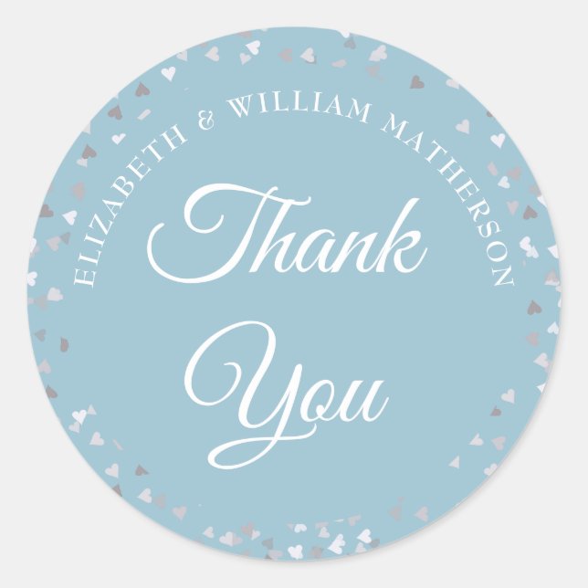 Sticker Rond Cœurs d'amour Confetti Script Merci (Devant)