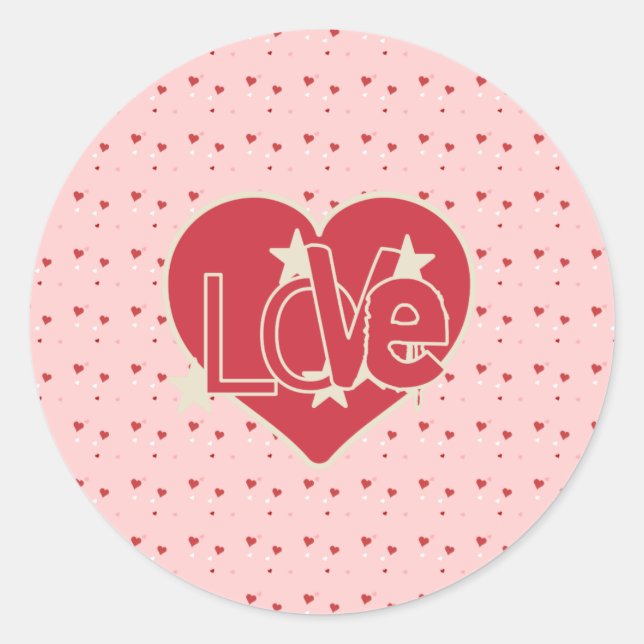 Sticker Rond Coeurs d'amour et étoiles (Devant)