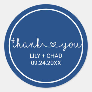 Sticker Rond Coeurs d'amour Marine Merci de mariage Favoriser