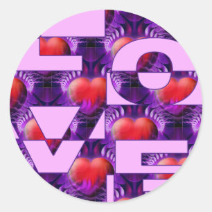 Sticker Rond COEURS D'AMOUR rose pâle