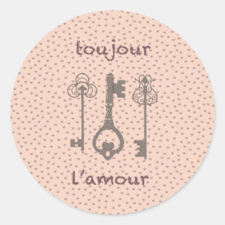 Sticker Rond Coeurs d'amour vintages et clés françaises
