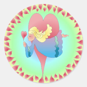 Sticker Rond COEURS d'ANGE par SHARON SHARPE