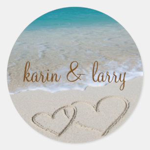 Sticker Rond Coeurs dans le sable