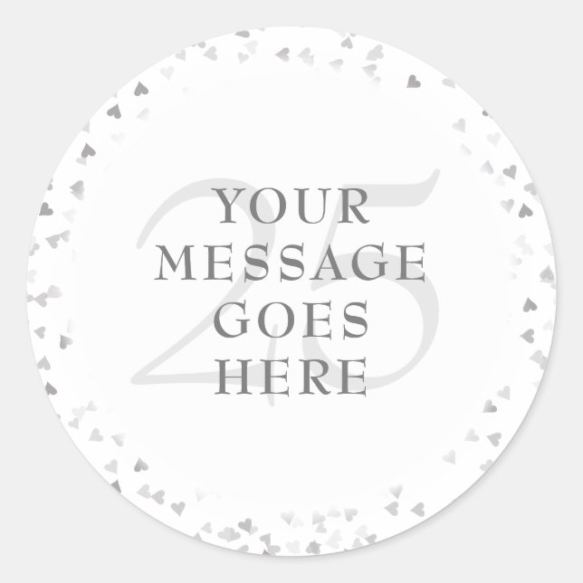 Sticker Rond Cœurs d'Argent 25e Anniversaire (Devant)