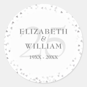 Sticker Rond Coeurs d'argent du 25e anniversaire