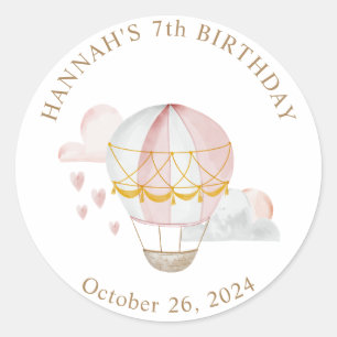 Sticker Rond Coeurs de ballon à air chaud Anniversaire Classic
