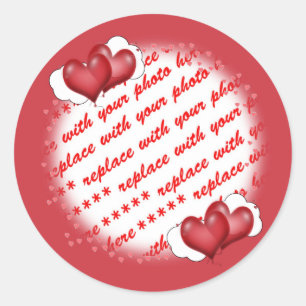 Sticker Rond Coeurs de ballons avec cadre photo Little Hearts