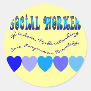 Sticker Rond COEURS de BLEU d'assistant social