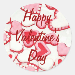Sticker Rond Coeurs de bonbons