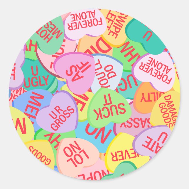 Sticker Rond Coeurs de bonbons V. 2.0 (Devant)