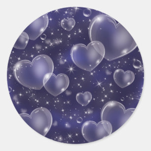 Sticker Rond Cœurs de bulles bleues Mignon style fille années 9