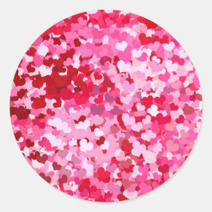 Sticker Rond Cœurs de confettis roses