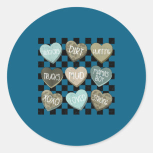 Sticker Rond Cœurs de conversation camouflage à carreaux pour l