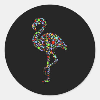 Sticker Rond Coeurs de Flamant rose Silhouette Lover Cadeaux
