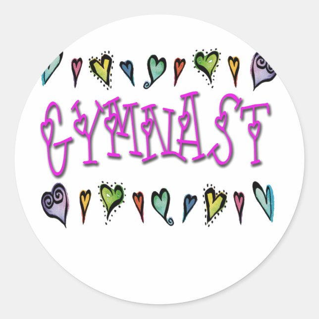 Sticker Rond Coeurs de gymnaste (Devant)