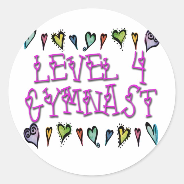 Sticker Rond Coeurs de gymnaste du niveau 4 (Devant)