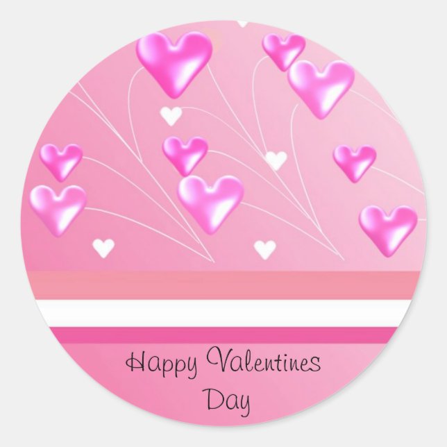 Sticker Rond Cœurs de la Saint-Valentin roses flottants (Devant)