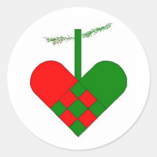Sticker Rond Coeurs de Noël scandinaves