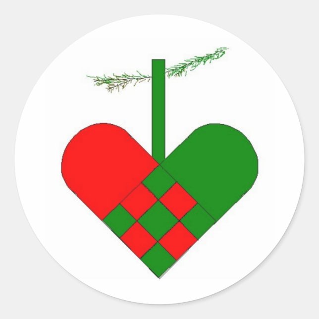 Sticker Rond Coeurs de Noël scandinaves (Devant)