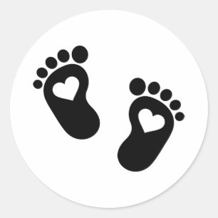 Sticker Rond Coeurs de pieds de bébé