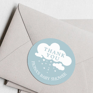 Sticker Rond Coeurs de pluie nuageuse mignonne Baby shower Merc