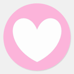 Sticker Rond Coeurs de polka blanc sur Cotton Candy rose