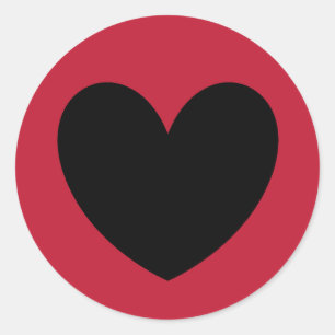 Sticker Rond Coeurs de polka noir sur rouge