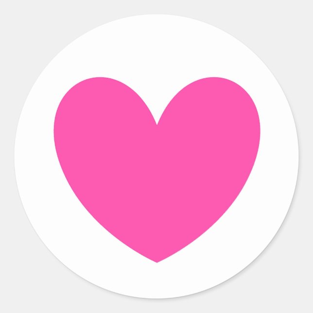 Sticker Rond Coeurs de polka rose Fuchsia sur blanc (Devant)