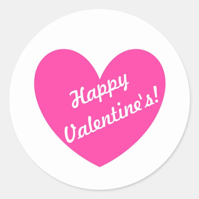 Sticker Rond Coeurs de polka rose Fuchsia sur blanc (Devant)