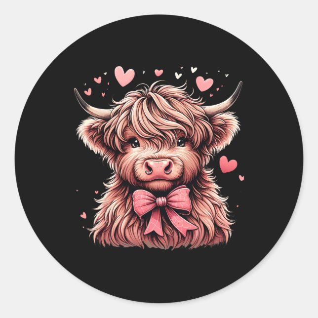 Sticker Rond Cœurs de vache pour la Saint-Valentin (Devant)