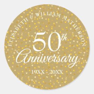 Sticker Rond Coeurs d'or du 50e anniversaire