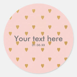 Sticker Rond Coeurs d'or sur Pink Anniversaire Party Favoriser