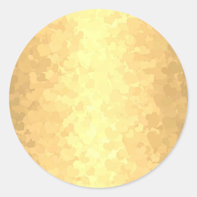 Sticker Rond Cœurs Dorés Faux Modèle Vierge Glamour Doré (Devant)