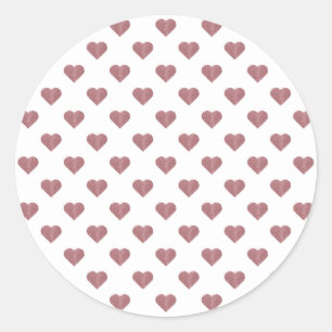 Sticker Rond Cœurs dorés roses pailletés Fond blanc