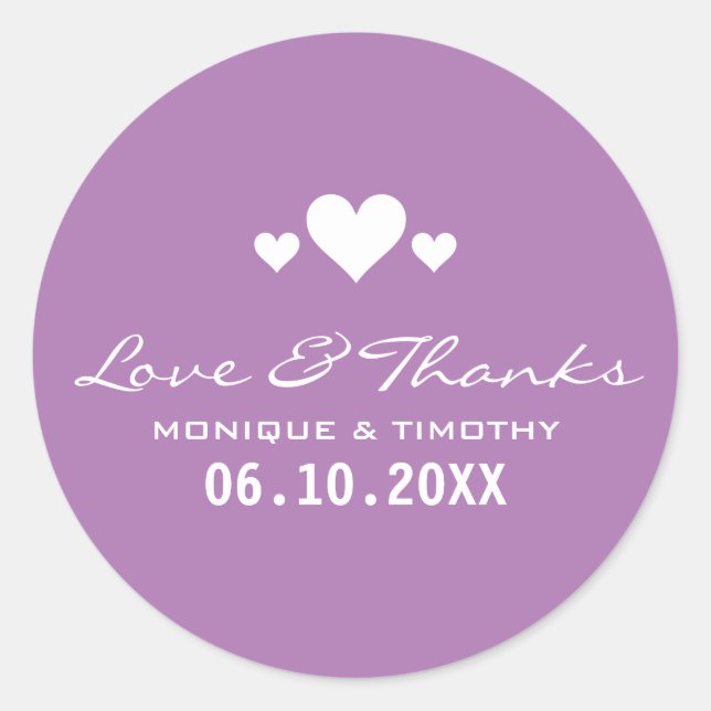 Sticker Rond Coeurs doux Mariage pourpre doux (Devant)
