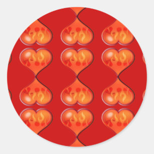 Sticker Rond Coeurs en feu