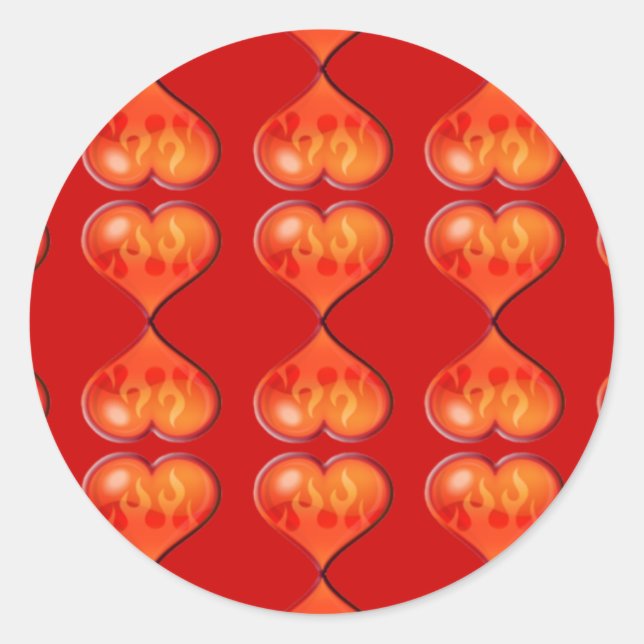 Sticker Rond Coeurs en feu (Devant)