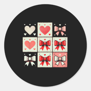 Sticker Rond Coeurs Et Bows Tic-tac-orteil - Jouer Valentine Gi