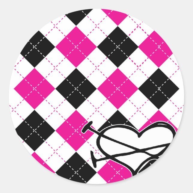 Sticker Rond Coeurs et Jacquard (Devant)