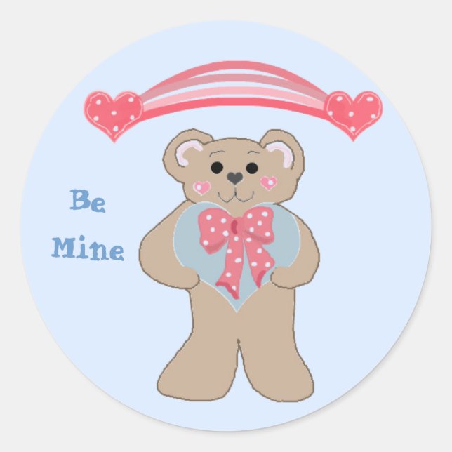 Sticker Rond Cœurs et Nounours à Moi (Devant)