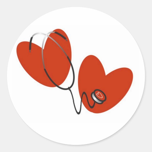 Sticker Rond Coeurs et T-shirts et cadeaux de stéthoscope (Devant)