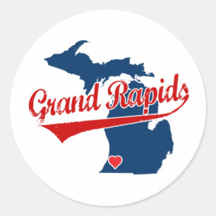 Sticker Rond Coeurs Grand Rapids Michigan