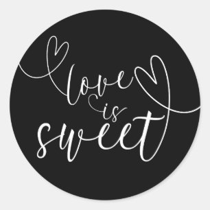 Sticker Rond Cœurs modernes Amour noir et blanc est doux