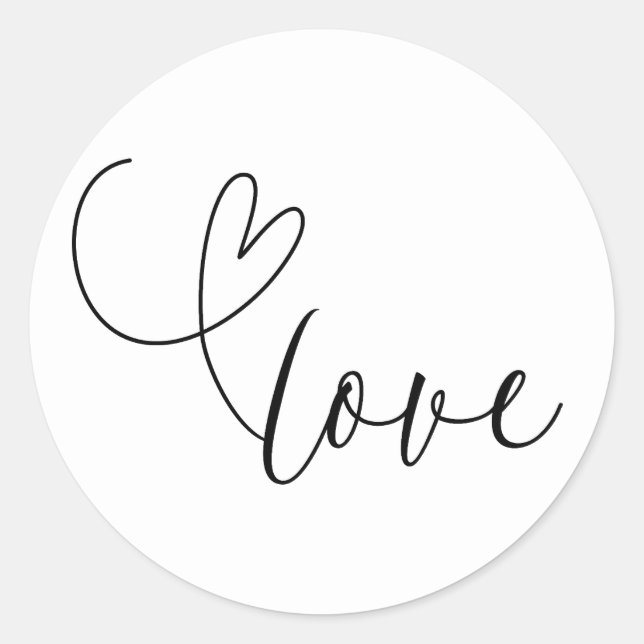 Sticker Rond Coeurs modernes Amour noir et blanc Mariage minima (Devant)