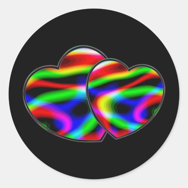 Sticker Rond Cœurs néon aurore (Devant)