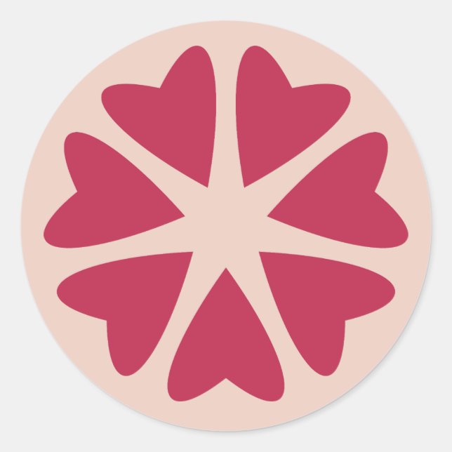 Sticker Rond Cœurs nucléaires - rouge magenta - image.     (Devant)